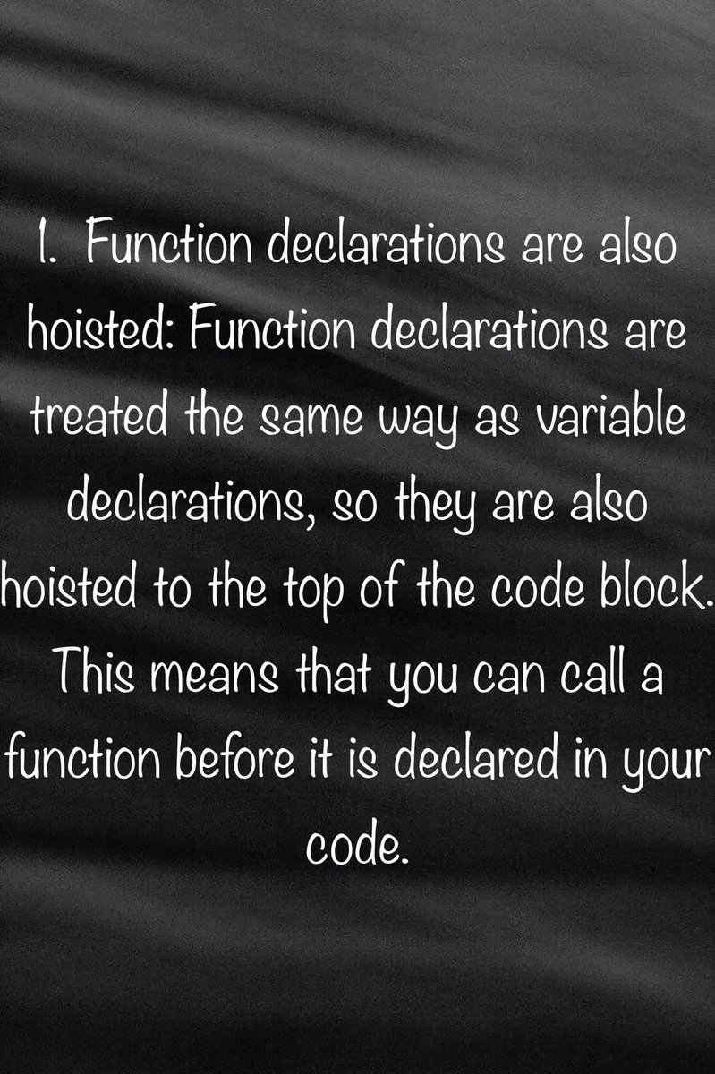 sujayvadavadagi's tweet image. There are a few quirks and interesting things about hoisting in JavaScript that you might find interesting:
#javascript #hoisting #interesting #quirks
