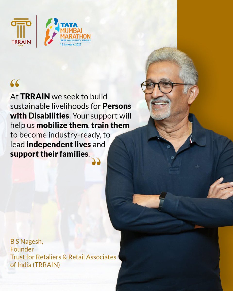 B S Nagesh (@nageshbsn) on Twitter photo In my journey to create sustainable livelihood for Persons with Disabilities, I am walking with 294 Persons with Disabilities from <a href="/TRRAINindia/">TRRAIN</a> at <a href="/TataMumMarathon/">Tata Mumbai Marathon</a> to raise awareness. You can join us to support them by donating: unitedwaymumbai.org/fundraiser/178…
<a href="/ameeshaprabhu/">ameesha</a> <a href="/kumarraja1/">kumar rajagopalan</a> In my journey to create sustainable livelihood for Persons with Disabilities, I am walking with 294 Persons with Disabilities from <a href="/TRRAINindia/">TRRAIN</a> at <a href="/TataMumMarathon/">Tata Mumbai Marathon</a> to raise awareness. You can join us to support them by donating: unitedwaymumbai.org/fundraiser/178…
<a href="/ameeshaprabhu/">ameesha</a> <a href="/kumarraja1/">kumar rajagopalan</a>
