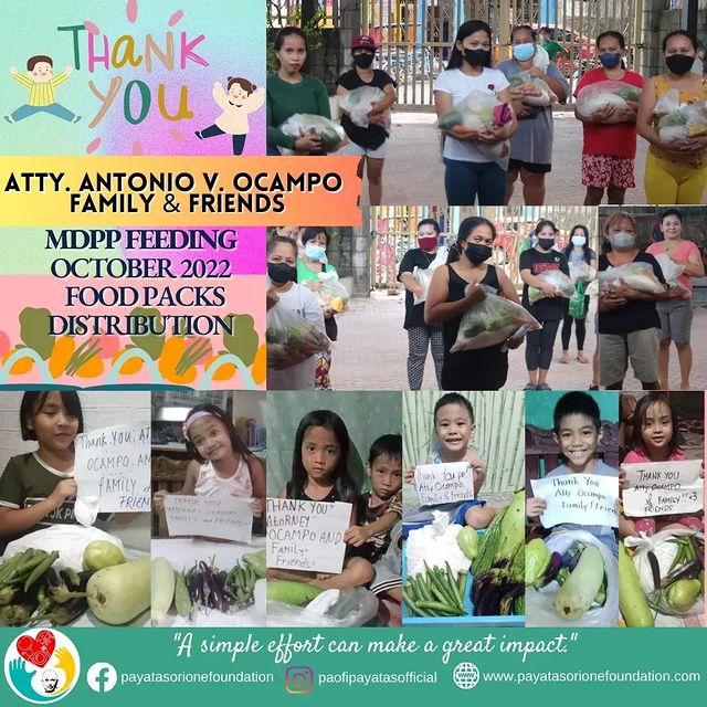 PAOFIPayatas's tweet photo. Thank you very much sponsors for the food packs donation for the month of October 2022!
Daza cousins - Marites, Cory, Dondi, Risa and niece Isabelle, Atty. Antonio V. Ocampo Family and Friends, and Mr. Carlos and Mrs. Ma. Belina Raymond! ❤️
#PAOFI
#Donations
#PAOFIFeeding https://t.co/ekdRRBAnZq