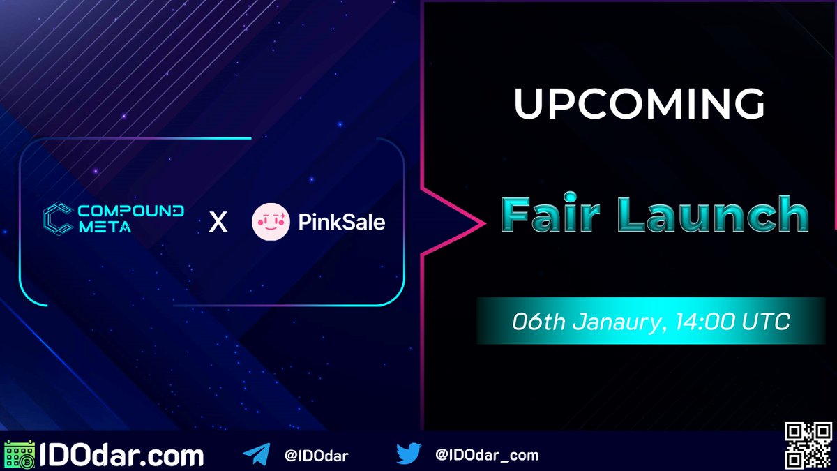 IDOdar_com's tweet image. 🔥Upcoming IDO 🔥

🚀@CompoundMeta  will hold its IDO on @pinkecosystem 
⏰Presale Start Time: 2023.01.06 14:00 (UTC)
⏰Presale End Time:2023.01.08 14:00 (UTC)

#CompoundMeta #IDO #ICO #Presale