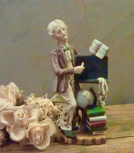 Vintage Figurine, Teacher Figurine, 8" Tall and 4" Wide, Teacher at Blackboard, Bisque Figurine of... etsy.com/listing/132147…