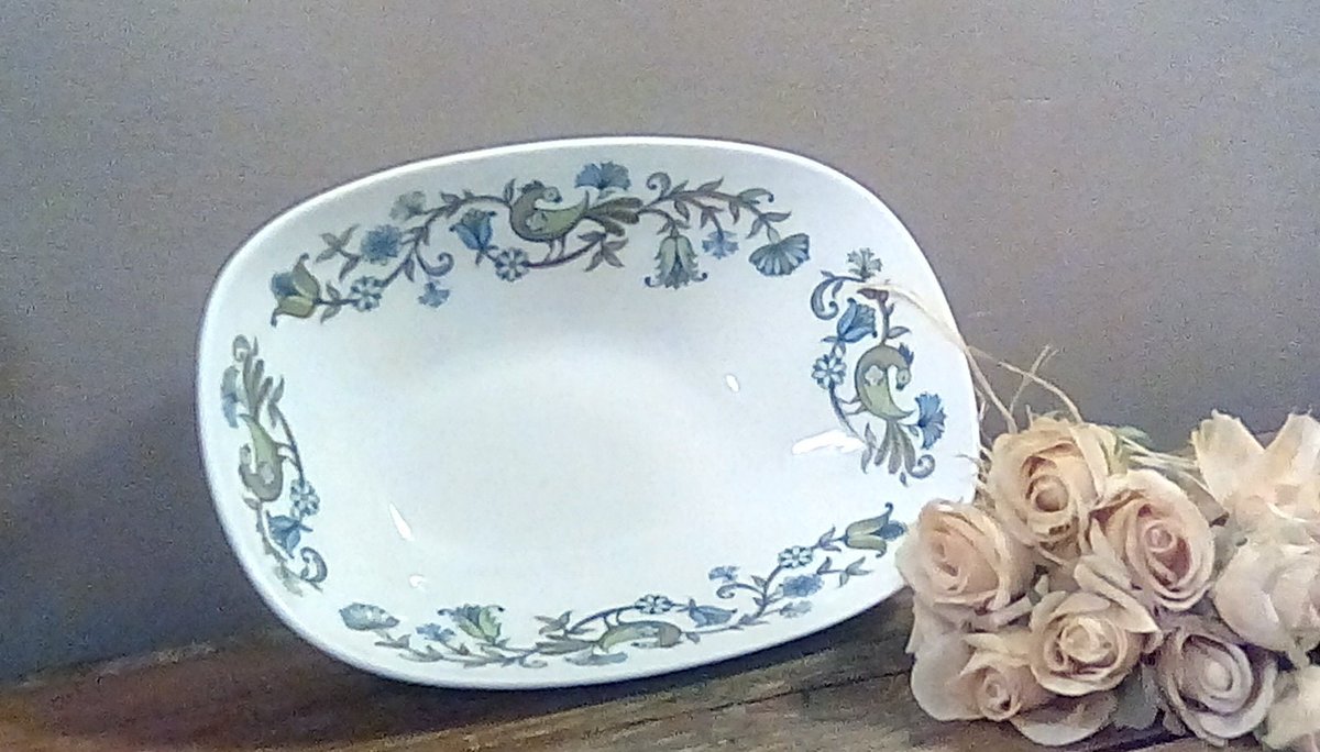 Vintage Noritake Bowl, Noritake Vegetable Bowl Pastoral Pattern, Birds and Flowers on White Rectan... etsy.com/listing/130744…