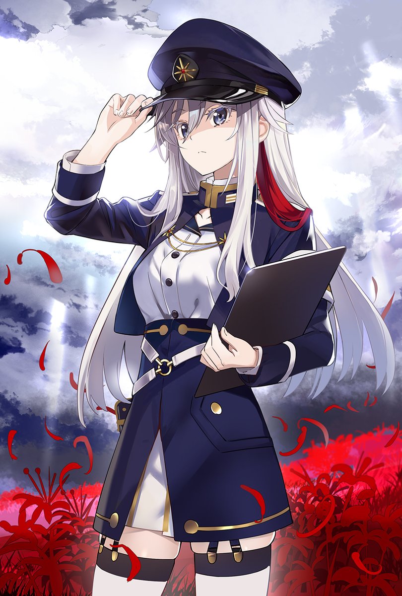 1girl uniform hat military uniform solo thighhighs military  illustration images