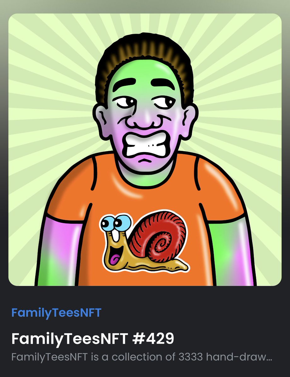 @misosoupqueen Me too! I was stoked when I minted this <a href="/FamilyTeesNFT/">FamilyTeesNFT</a> shirt…
Holding the NFT gives you IP rights to it and the t-shirt design!