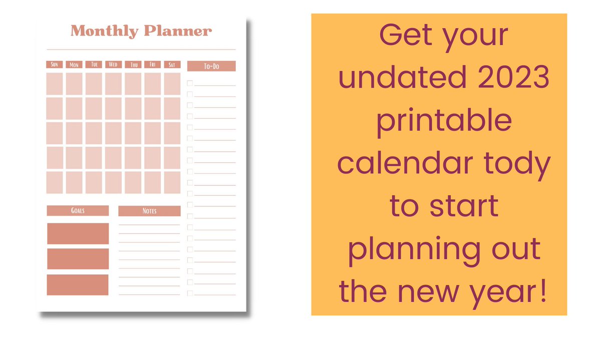 Are you still looking for a way to finish the year strong? Why not start #planning your 2023 with this undated #calendar #printable! Having all of next year's events and goals in one place can help make sure nothing is left out. etsy.com/listing/131521…