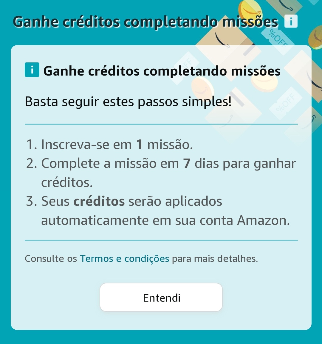 moliterarios's tweet photo. 🚨 MISSÕES PREMIADAS NA AMAZON:

🛍️ Ganhe R$20 em compras acima de R$40 completando missões na Amazon!
 
🔗 https://t.co/DIrasEeV8I

➡️ Inscreva-se e complete a missão em sete dias.

🎧 3 MESES de MUSIC UNLIMITED GRÁTIS:

🔗 https://t.co/Z5wH2BEUQ9 https://t.co/RttG7YkT8w