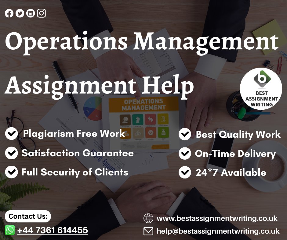 B_A_Writing's tweet image. Be confident! Because you choose our Operations Management Assignment Help.

Order Now:

#operationsmanagement #operationsmanagementassignmenthelp #operationassignmenthelp #managementassignmenthelp  #writingassignmenthelp #writingassignment #bestassignmentwriting