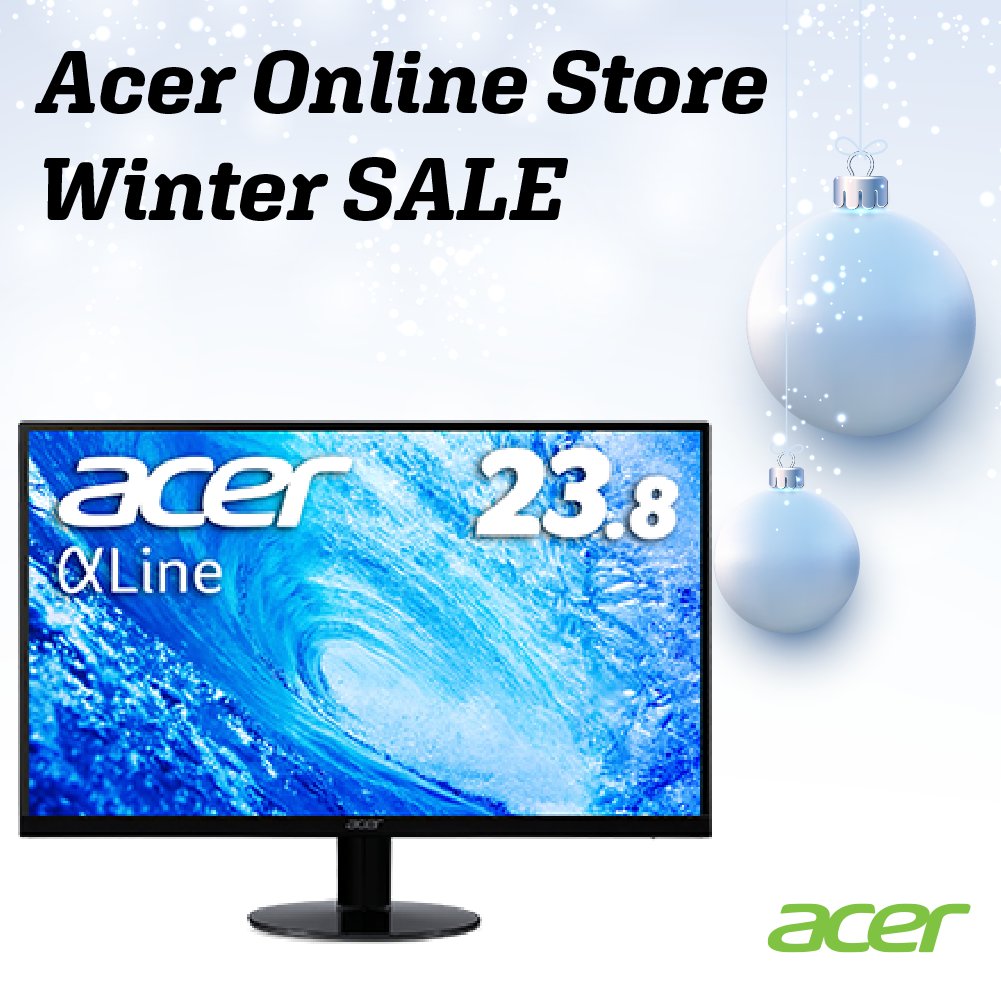 AcerJapan's tweet photo. ❄️ ❄️❄️
年末年始感謝祭！Acer公式ストアでセール開催中。買おうかまよってたアレコレがあるかもです！担当M

人気の23.8インチ スタンダードモニター #AlphaLine

IPSパネル「SA240YAbmi」　
¥12,800（税込）クーポンでさらに10%OFF！
製品詳細：https://t.co/ntMddQt0VJ
クーポンコード：newyear2023 https://t.co/cJpNhk6CPX