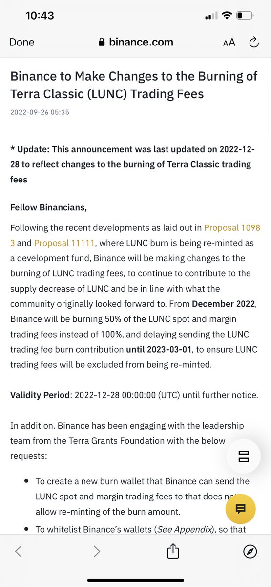 .#Binance just released a statement in regards to $LUNC remints.

It was VERY important that #LUNC proposal 11111 passed.

We saved Binance #LUNACLASSIC burns &amp; showed we were good faith actors.
