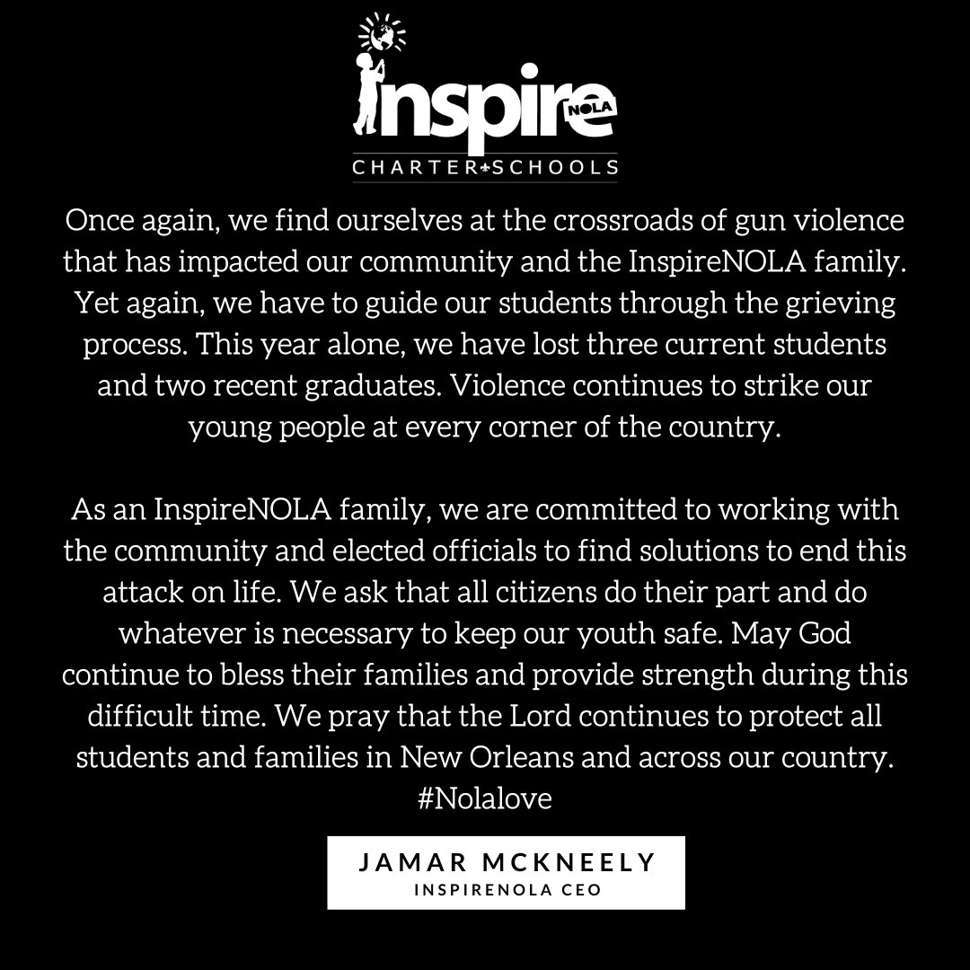 InspireNOLA's tweet photo. A Statement from our CEO, Jamar McKneely: https://t.co/bvEpPiRQ59