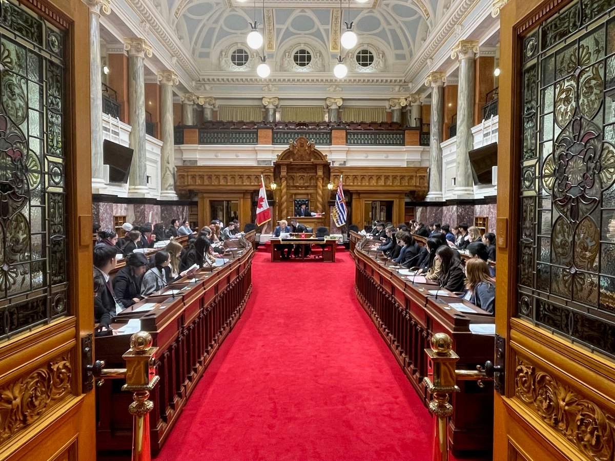 BCLegislature's tweet photo. Welcome @BCYParliament! So good to have you back in person at #BCLeg after two years. #BCpoli #BCYP94 https://t.co/CBdjPFAnkF