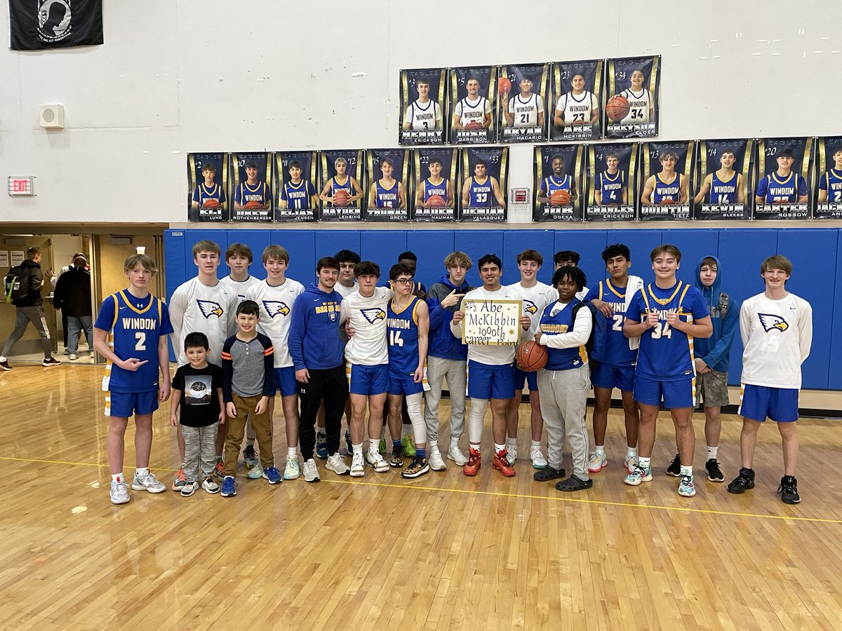 Windom Eagles Boys Basketball (@windomboyshoops) on Twitter photo Lost tonight to KMS. Home again tomorrow at 4:30 vs TMB.
<a href="/HenryErickson33/">Henry Erickson</a> 23p 11a
<a href="/drewrothenberg1/">drew rothenberger</a> 20p
<a href="/abe_mckibbin/">Abe Mckibbin</a> 16p
<a href="/greyson_elder19/">Greyson Elder</a> 15p
Congrats to Abe joining the 1000 point club! Lost tonight to KMS. Home again tomorrow at 4:30 vs TMB.
<a href="/HenryErickson33/">Henry Erickson</a> 23p 11a
<a href="/drewrothenberg1/">drew rothenberger</a> 20p
<a href="/abe_mckibbin/">Abe Mckibbin</a> 16p
<a href="/greyson_elder19/">Greyson Elder</a> 15p
Congrats to Abe joining the 1000 point club!