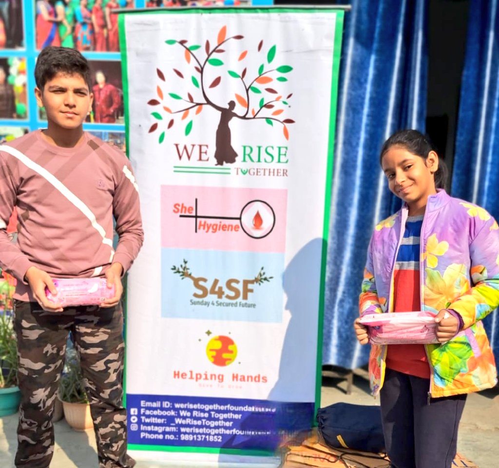 #SheHygiene🩸#Drive32 This #Christmas, the @_WeRiseTogether team gifted #SanitaryPads to 190 deprived girls & availed them access to #MenstrualHygiene letting the light of Christmas remove bring happiness to their lives. #BreakTheTaboo @smritiirani @UNICEF @MinistryWCD @ashokkp