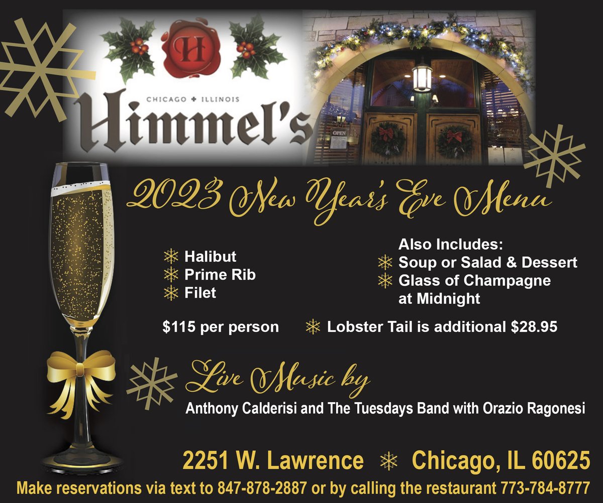 Reservations available for NYE in Lincoln Square.  Text your reservations.
