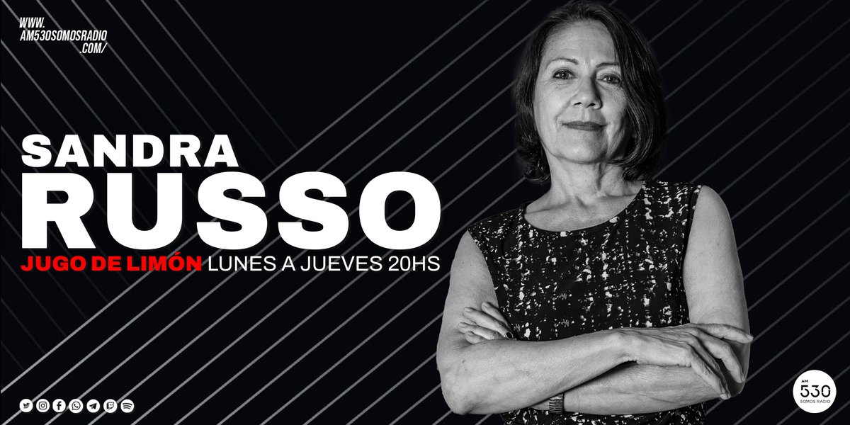 somosradioam530's tweet photo. 👉🏻 Llega @SandraRusso_ok 🎙️ y su cuota crítica y cítrica en #JugoDeLimon 📢 desde las #20hs
📱 Envia tu mensaje al 1132000530
📻 Escuchanos en https://t.co/WNlsdPQebo https://t.co/tmuMtEVAhM