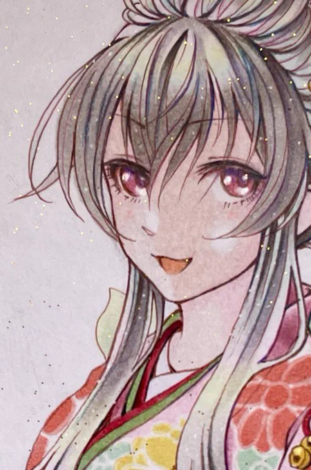 偶然だけどお口にグリッター(キラキラ)がついちゃって八重歯みたいに見えるね…たしかにこれじゃ「足柄さん?」って言われても仕方ないな。。。 