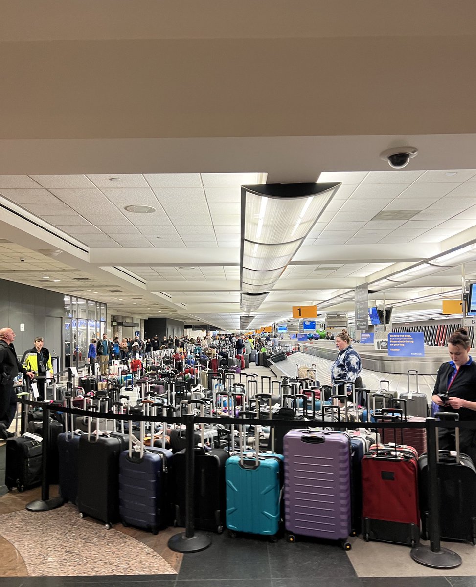 morganisawizard's tweet photo. if you’re wondering just how bad the southwest airlines situation is, here’s unclaimed baggage at the denver airport https://t.co/qRLfXwBsiu