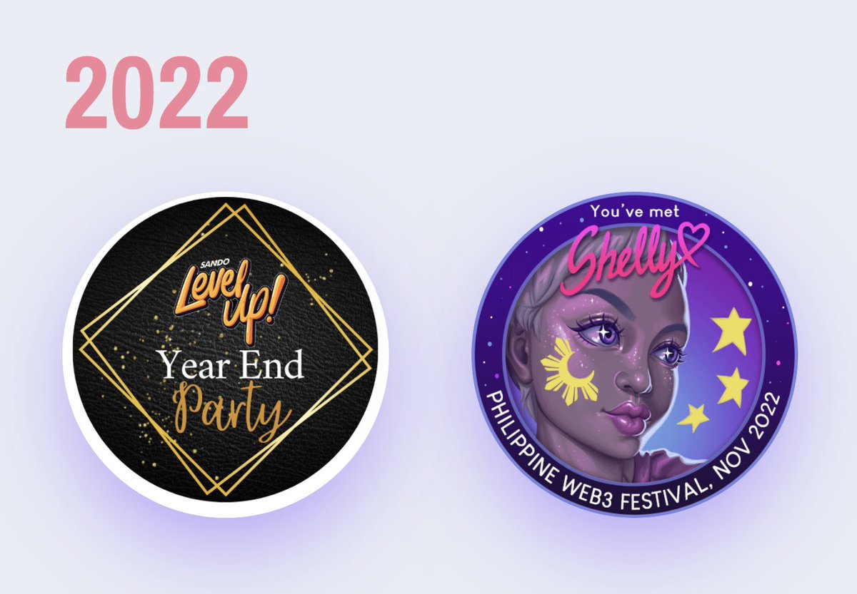 kenzero14's tweet photo. Poap this 2022 <3 More POAP for 2023 lezgo!
@shellysoneja @sando_levelup
#web3 #IRLEvents #Event #YearEndParty #SandoLvlUpYearEndParty #Koomunity @kookoocryptotv @KooManderTV @SandoVibes @YieldGuild https://t.co/EVjcRmZ0J8