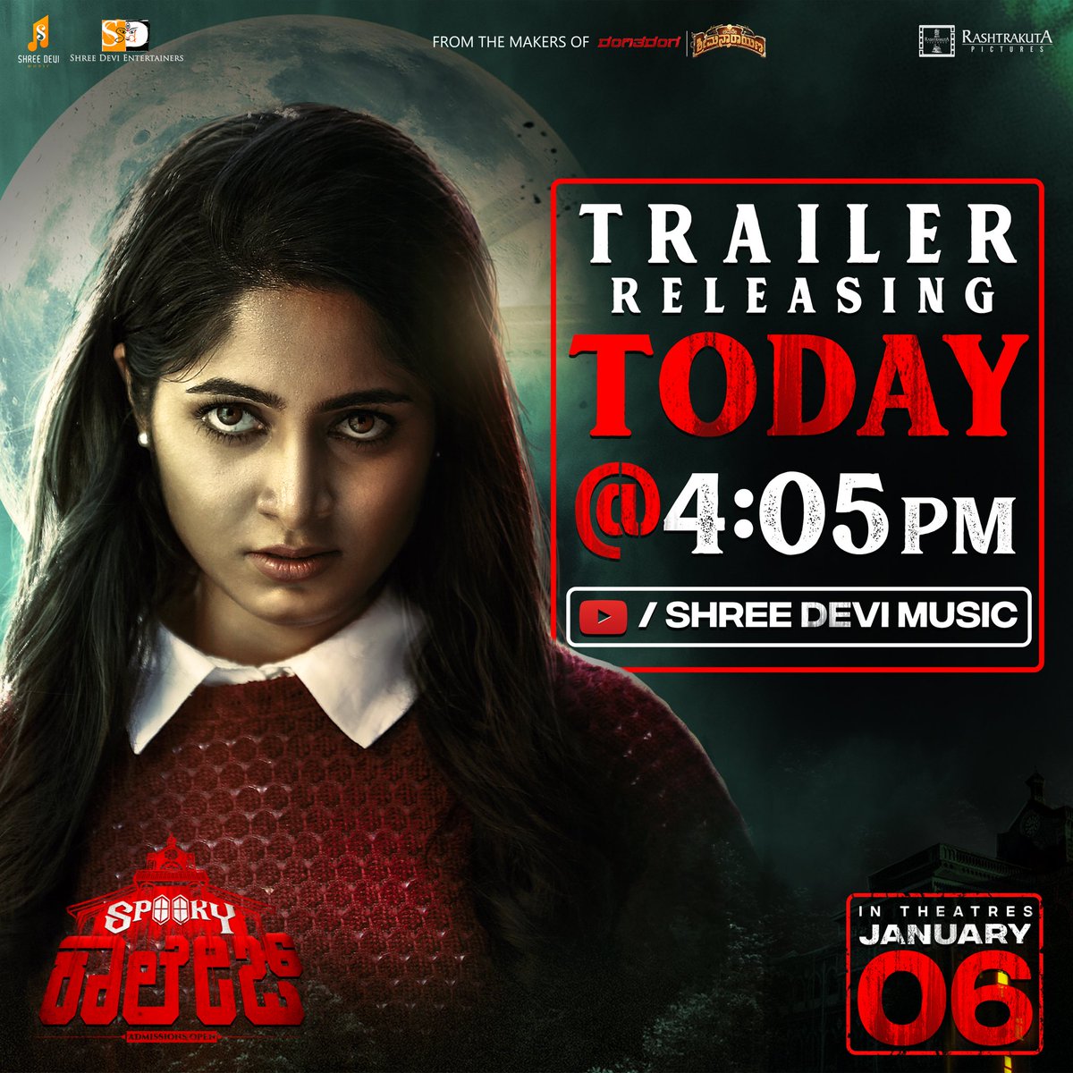 HK Prakash Gowda (@prakash_hk) on Twitter photo Kushee's new avatar and our new trailer, is heading to woo you all with its spookiness🎃 #SpookyCollegeTrailer out at 4:05 this evening
#SpookyCollegeOnJan06 <a href="/ShreeDeviFilms/">Shree Devi Entertainers</a> <a href="/filmybharath/">filmdirector_bharath</a> <a href="/viveksimha92/">Vivek Simha</a> <a href="/KusheeRavi/">kushee ravi</a> <a href="/AJANEESHB/">B AJANEESH LOKNATH</a> <a href="/Manujosh/">Manohar Joshi- D.O.P</a> #Srikanth #Vishwas Kushee's new avatar and our new trailer, is heading to woo you all with its spookiness🎃 #SpookyCollegeTrailer out at 4:05 this evening
#SpookyCollegeOnJan06 <a href="/ShreeDeviFilms/">Shree Devi Entertainers</a> <a href="/filmybharath/">filmdirector_bharath</a> <a href="/viveksimha92/">Vivek Simha</a> <a href="/KusheeRavi/">kushee ravi</a> <a href="/AJANEESHB/">B AJANEESH LOKNATH</a> <a href="/Manujosh/">Manohar Joshi- D.O.P</a> #Srikanth #Vishwas