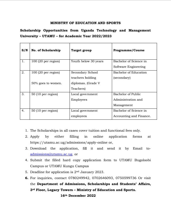DrOtileUg's tweet photo. Deadline 2nd Jan 2023, Best Of Luck 

CC: @Educ_SportsUg https://t.co/pmDz71gYhL