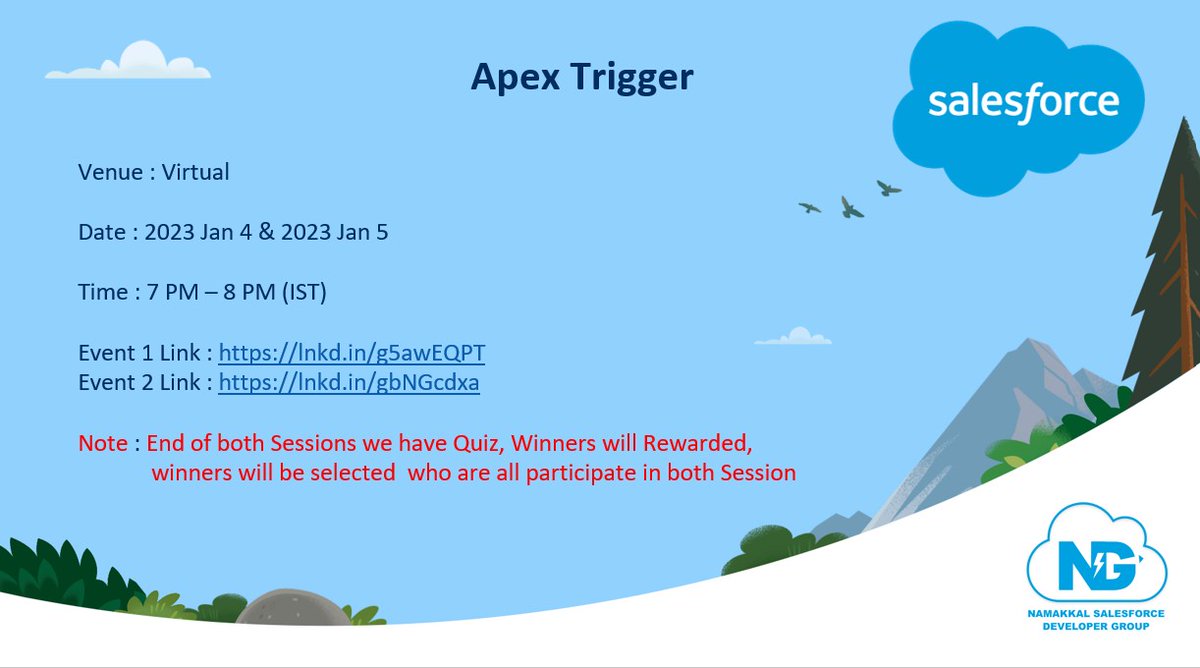 satheesh_1105's tweet photo. Hello Trailblazers,
I had planned to Share my Knowledge regarding Apex trigger. So We are welcome to join the Salesforce Namakkal Developer Group Community Session 
#SFDG_NAMAKKAL
EVENT 1: https://t.co/UUY6AIvinv
EVENT 2: https://t.co/MdZQvGNyHJ https://t.co/oQXv5iwYH0