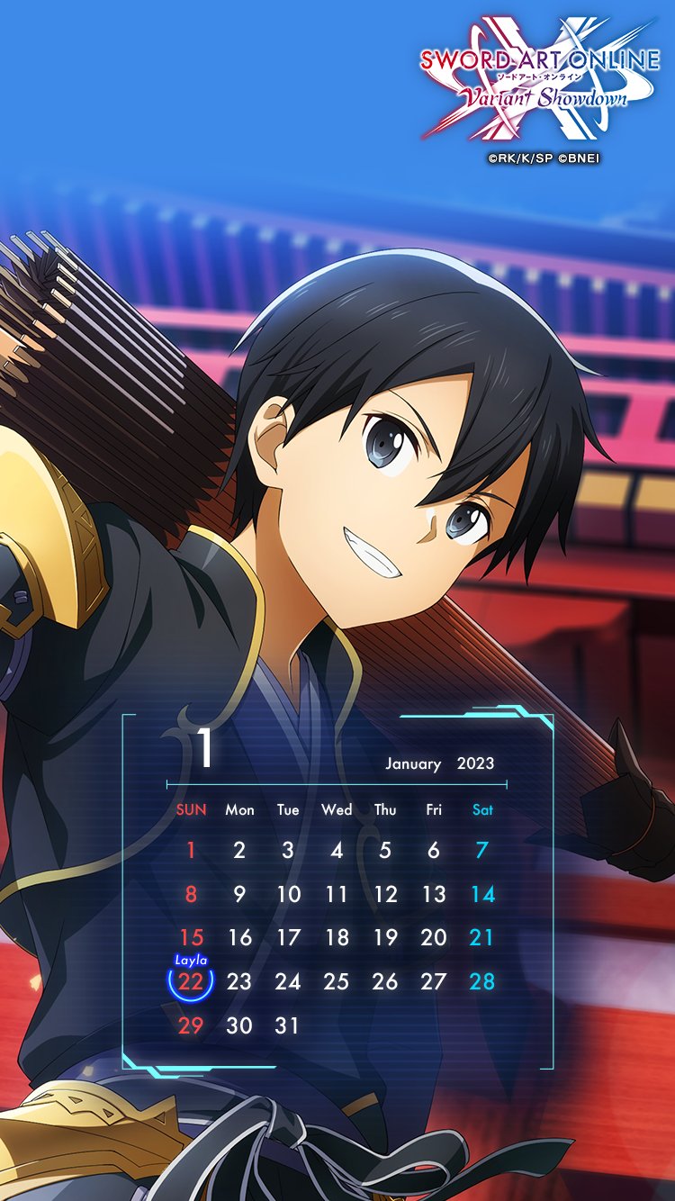 Sword Art Online Variant Showdown on X: January's calendar is Kirito📅  Wishing all our players a great year in 2023! #SAOVS #SAO   / X