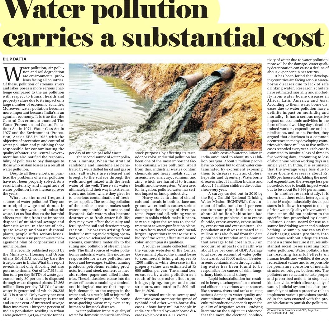 itsBiswajeet's tweet photo. Water pollution carries a substantial cost 

#Environment and Biodiversity, Pollution and Degradation for Mains https://t.co/6z4uHnwLL1
