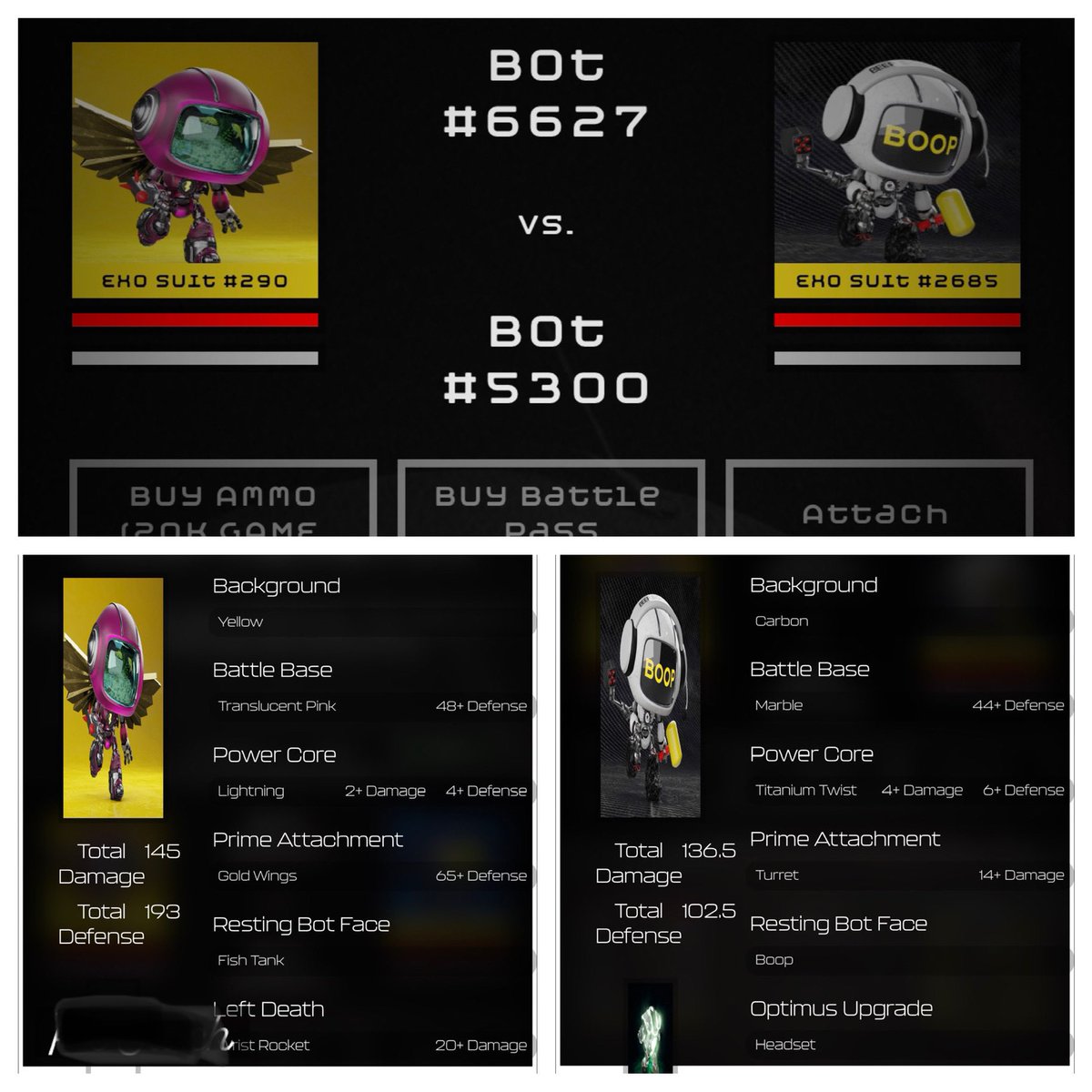 pendantkingeth's tweet photo. Tomorrows @BeepBoopBotz battles define the final 35 Survivors 4 season 1! I’m feeling pretty good about the fight,goin 2 be close but my #beepboop been saving his🔋
Post ur strongest below 2 support mine in his battle!⚔️🤖
#Beepboopbattle #beepbooparmy #p2e #p2egaming #beeplist https://t.co/NlIbCsmvdw