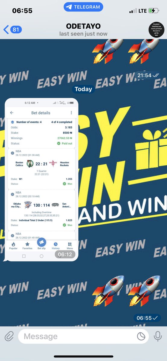 easytipster1's tweet photo. All we do is win and win 

Drop your zebet and 1XBET winning ticket 🤍👇🏼 https://t.co/aHF9RUchzZ
