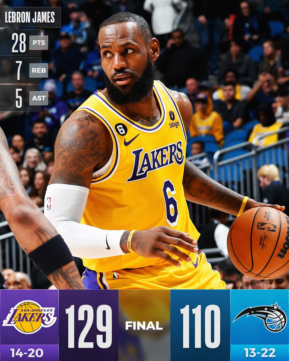 NBA's tweet photo. LeBron dropped 28 PTS to lead the @Lakers to the road W in Orlando!

Russell Westbrook: 15 PTS, 13 REB, 13 AST

For more, download the NBA app:
📲 https://t.co/WFdLNEjQ9Y https://t.co/8EEED1KwFD