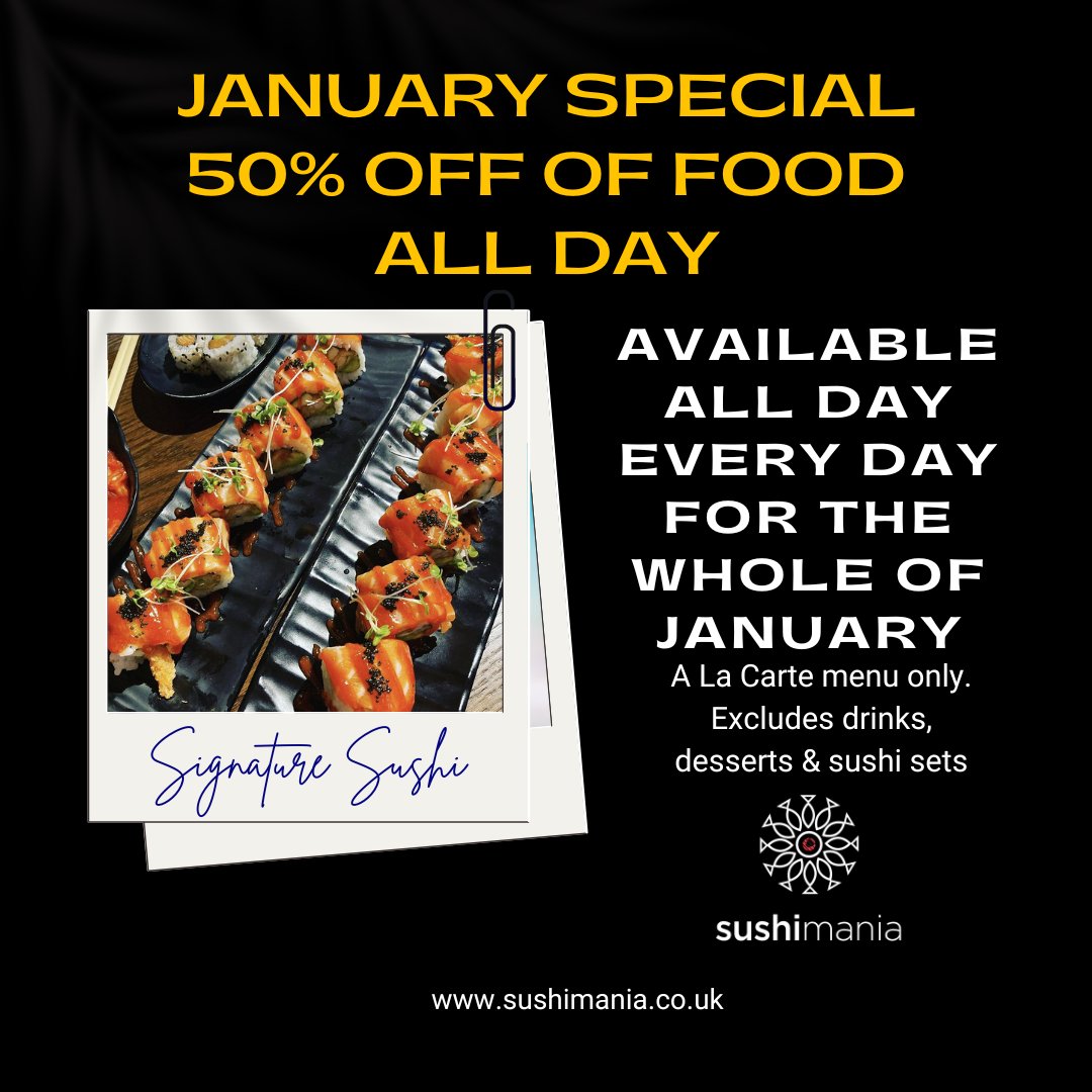 sushimania on Twitter "Our Best Offer Yet Half Price A La Carte Food