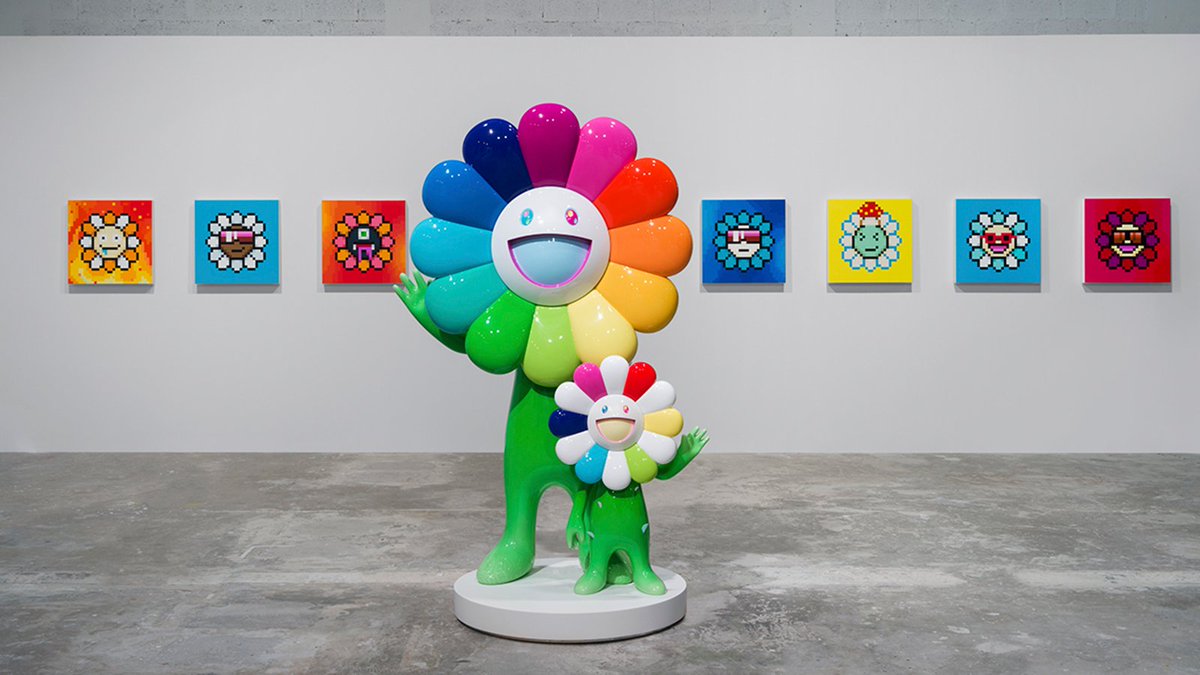 HodlersPro's tweet photo. 🌻 @Galerieperrotin is presenting @takashipom's first solo exhibition in #Dubai, featuring a mix of traditional and digital works. 

🔥 See Murakami's innovative use of mixed media and NFTs at ICD Brookfield Place until January 28th.

#Web3 #Murakami #Perrotin #UAE https://t.co/OUstPxahSV