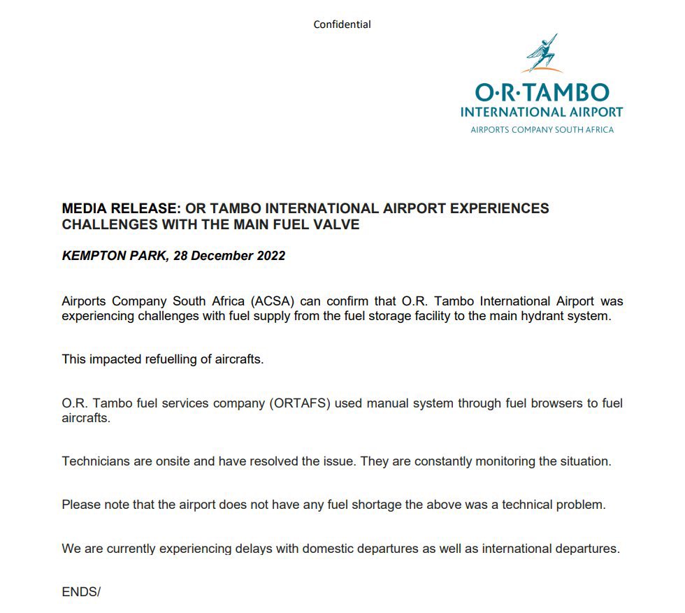 khanyizama's tweet image. It has been confirmed that fuel shortage is not the issue but they had technical issues.