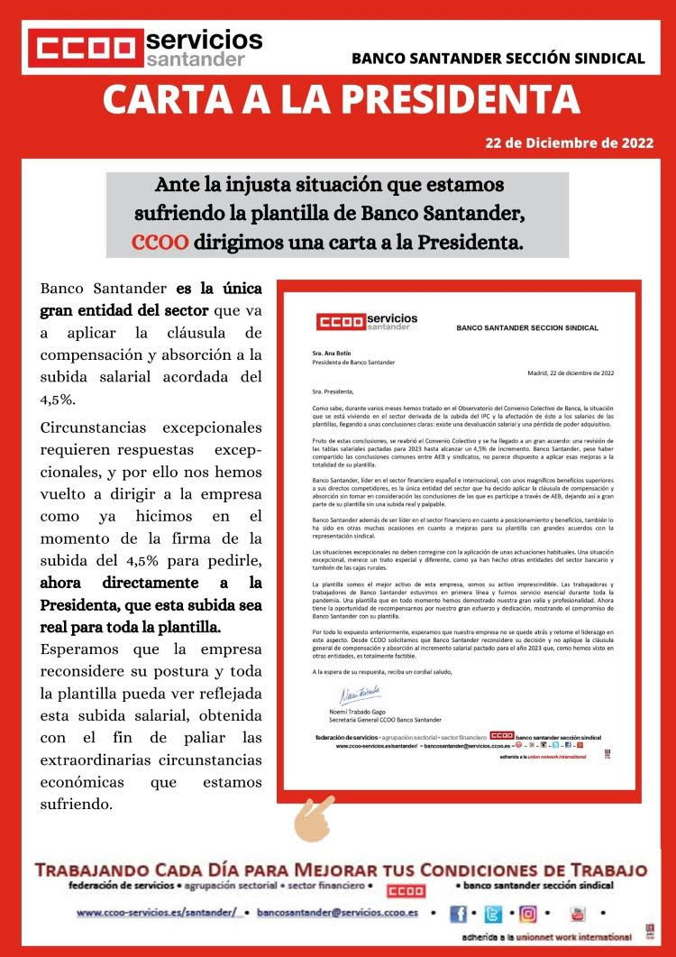CCOO Banco Santander tweet media