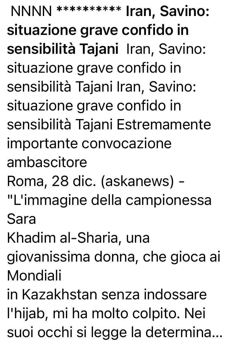 GibelliTiziana's tweet photo. Grazie @Sandra_Savino. 
Come in Ucraina ❤️ anche in Iran ❤️ si combatte per diritti della persona, libertà, democrazia. Dunque combattono, e muoiono 💔, anche per noi. https://t.co/VQJCXVABk6