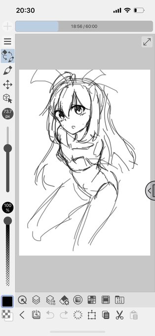 帰りの新幹線でiPad出すのめんどくてスマホで描いてた 