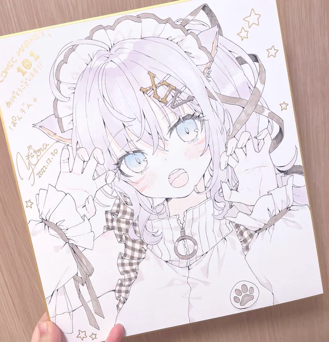 コミケに持ってく色紙です(∩'∀`∩)1枚塗り失敗しちゃって泣ける 