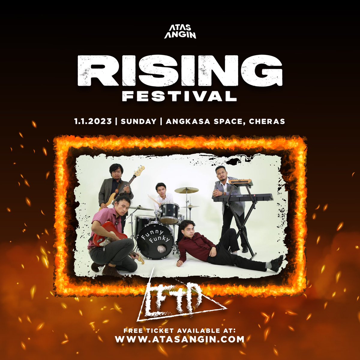 LFTD__'s tweet photo. 01/01/2023, we will be performing at Rising Festival 2023. FREE access if you already subscribe to @_atasangin membership pass. 

Visit https://t.co/CKt7sTDZMD for more details.

#lftd #dreamers #atasangin #risingfestival2023 https://t.co/bR8WmePwNn
