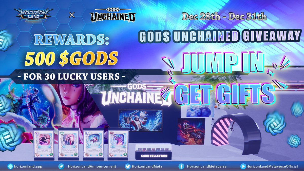 HorizonLandMeta's tweet photo. 🏆Jump In – Get Gifts in @GodsUnchained🏆 
   
Rewards 
500 $GODS for 30 lucky users
Time: Dec 28 - Dec 31 
Rule:
1️⃣Like &amp; Rtw
2️⃣Comment your Gods Unchained’s ID below
3️⃣Download game
👉🏼https://t.co/tZ7JJeztYy

<Referal Code: vzCTgwkmiR>

Details: https://t.co/yW3EIMgwBB https://t.co/wIaIL5tRcP