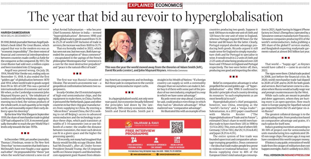 CPR_India's tweet photo. If history is any guide, rebuilding trust and restoration of world trade from the ravages of militarism does not happen overnight. And it’s unlikely to in 2023: Harish Damodaran writes in @IndianExpress 
https://t.co/4PqNLzEZ5X https://t.co/l7PPsjD5Fq