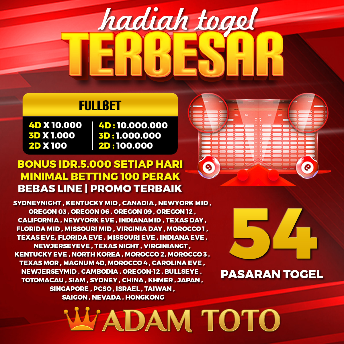 AdamToto11's tweet photo. ✅ BO ADAMTOTO ✅
---------------------------
Link Daftar : https://t.co/lGEXTjT3xg
----------------------------
✅ MIN B3T : 100 Perak
✅ MIN DEPO : 5.000.
✅ MIN WD : 10.000.
----------------------------
54 pasaran togel , bonus 5.000 setiap hari
#adamtoto https://t.co/rMibBYv0rU