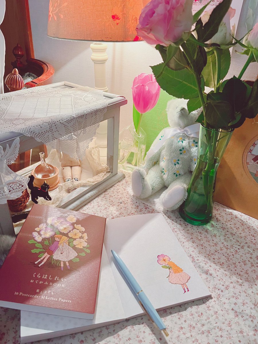 「『おてがみBOOK  花と子ども 16 Postcards・32 Letter 」|くらはしれいのイラスト