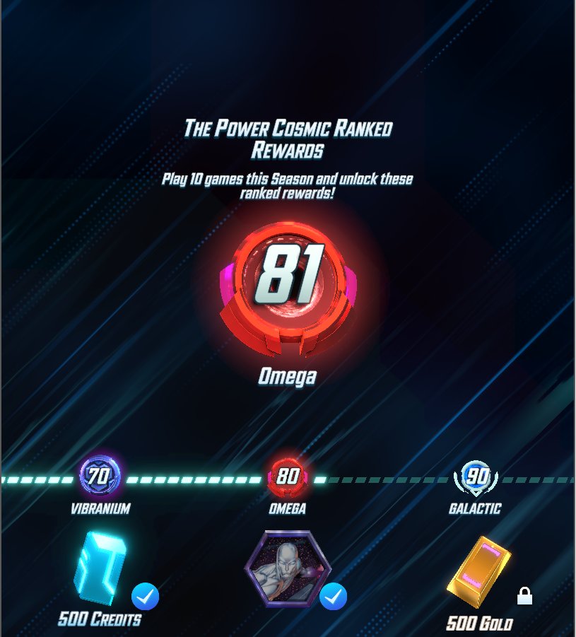Just hit Omega level on <a href="/MARVELSNAP/">MARVEL SNAP</a>. Followed @Nightwing1162's Surfer deck by using Cosmos and Polaris. hoping to hit Infinite soon!
