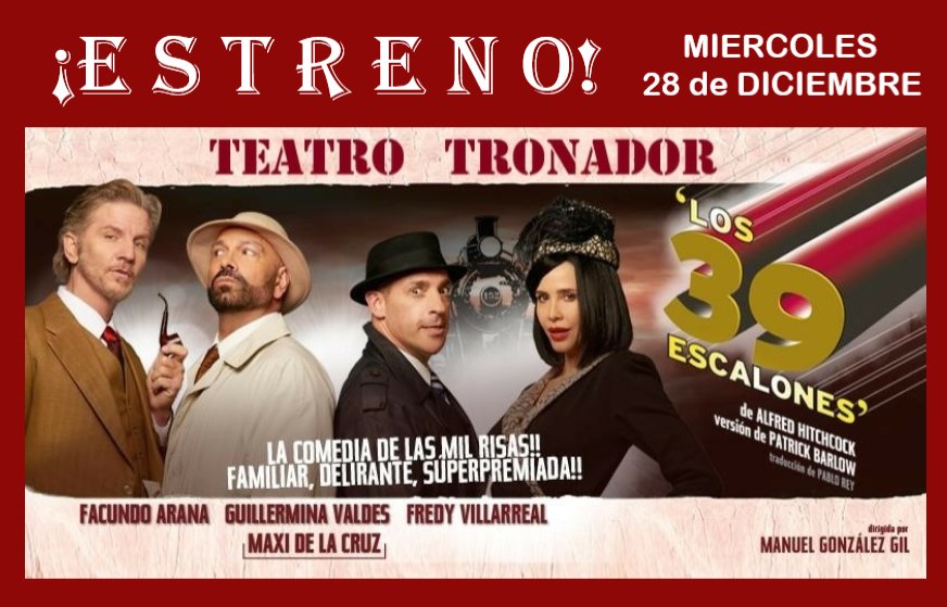 <a href="/Facundo_Arana/">Facundo</a>  Rubio.!! Todos los éxitos hoy en el estreno de los 39 escalones un obron !! Que sea lo mejor de la temporada y que sigan en Caba y en gira !! Tqmmm 👏🏻👏🏻👏🏻👏🏻👏🏻🤞🏻🤞🏻🤞🏻❤❤❤❤😘😘😘