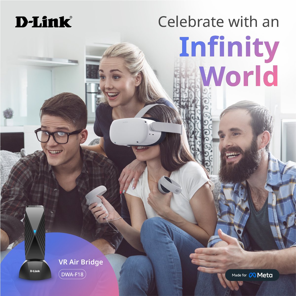 DLink_Global's tweet photo. Take your VR Air Bridge with you to join the party on new year's eve! 
With DWA-F18 VR Air Bridge, fully-immersive VR adventures start immediately.
👉https://t.co/R5kfxAe5sg

#dlink #VR #DWAF18 #VRAirBridge #meta #oculus #gaming #wifi6 #metaverse #NewYear2023 #HappyNewYear https://t.co/fCR9phcK8I