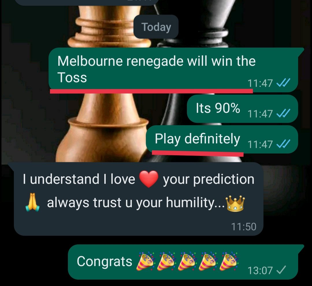 TossCricket's tweet photo. Congrats 🎉🎉🎉🎉🎉🎉

#MelbourneRenegades Toss pass✓

90%  Toss also gives lot's of money

Match is Ready

Interested people whatsapp
9119660591
#Bbl #bbl2022 #Bblt20 #Cricket #Worldbestprediction #Match
#predictions #Predictions2023 https://t.co/hEAnbDNCBo