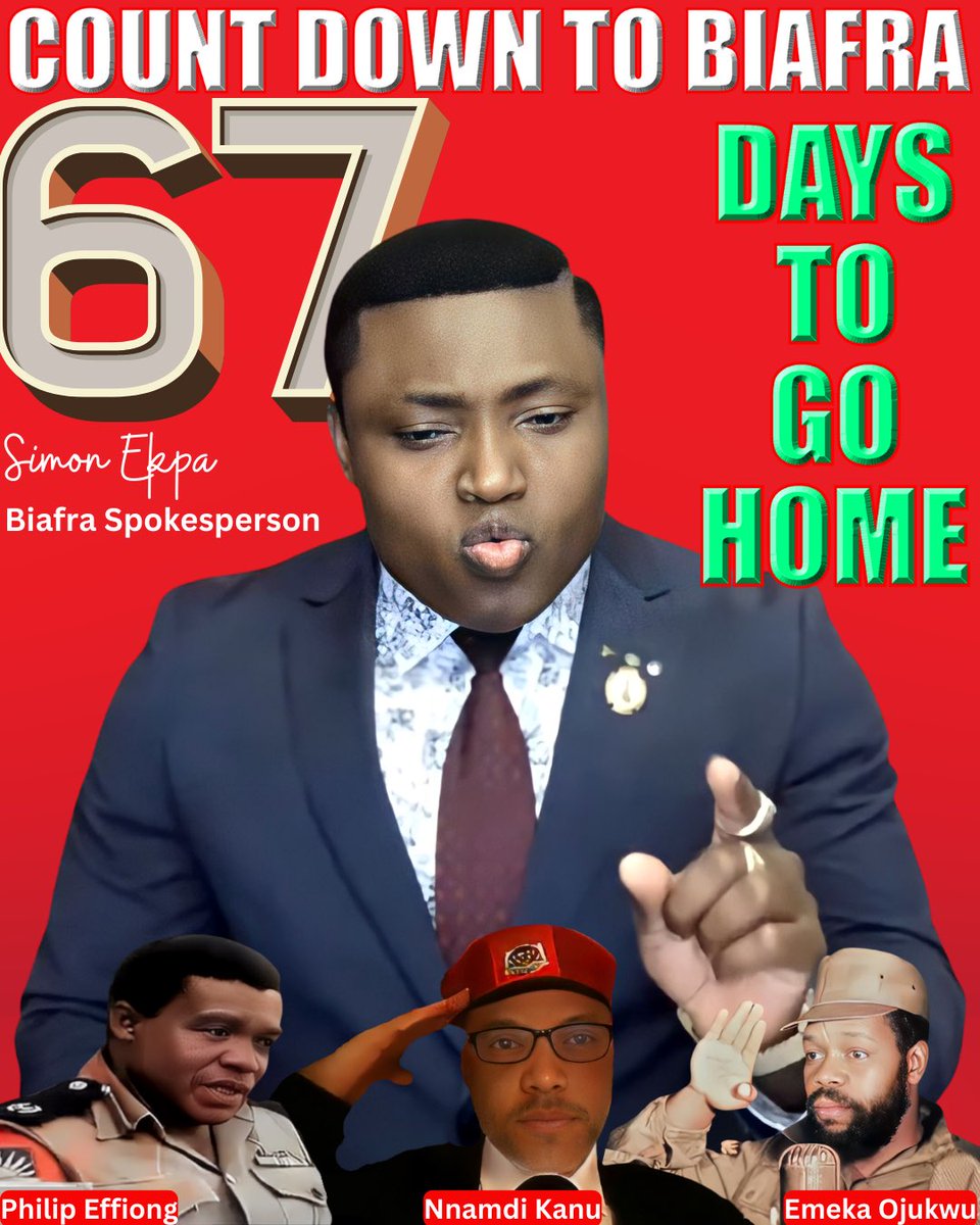 Chigbo_UnamJ's tweet photo. #67DaysToGo
I know the date the Confederation of Biafra will come! ~ Simon Ekpa, 10-10-21.
We are unstoppable!
#BiafraFreedom
#FreeMaziNnamdiKanu https://t.co/CYaKZtq6JZ