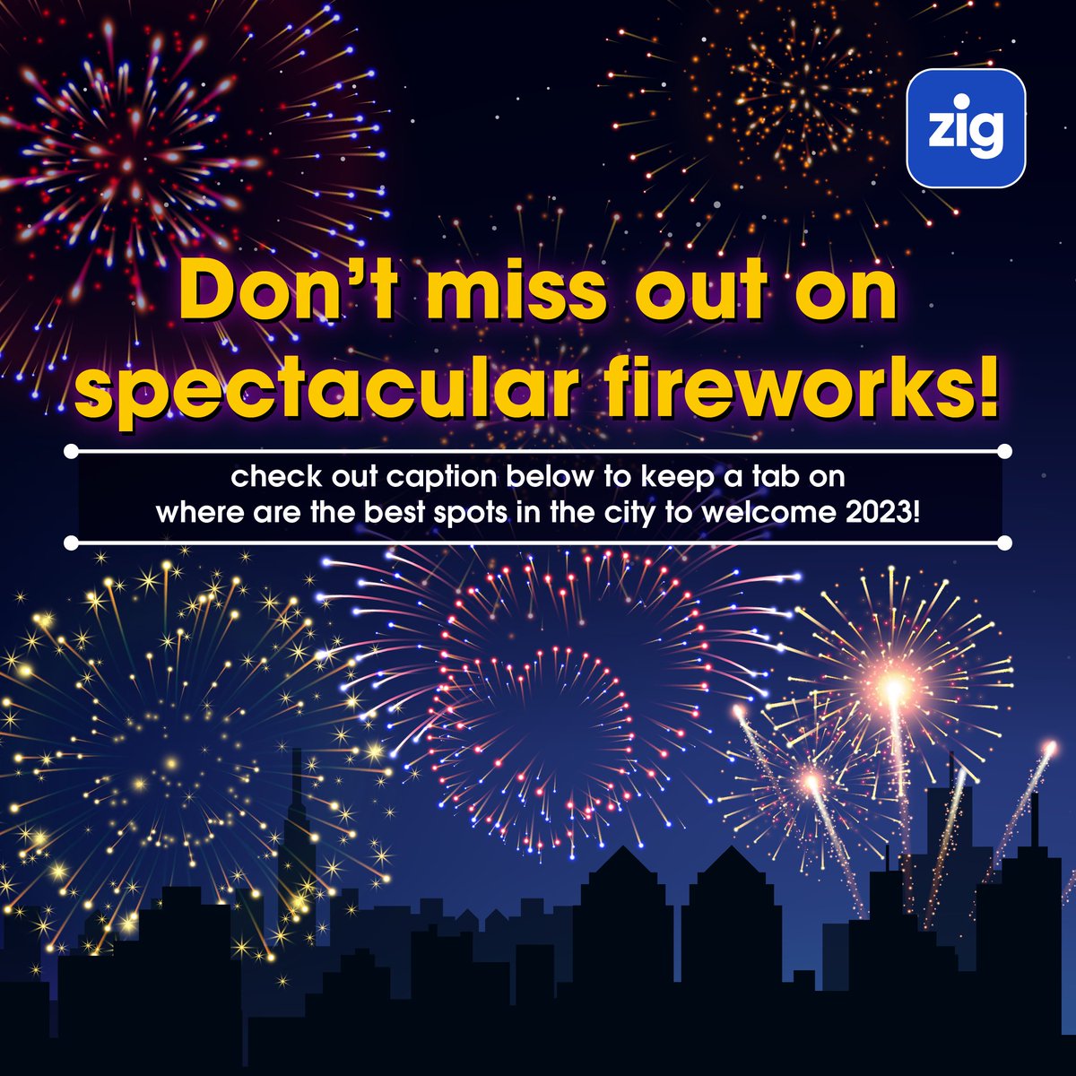 Looking forward to catching the fireworks as we usher in the new year? 🎆

Here are some of the best spots in the City to catch the fireworks and welcome 2023:

· Marina Bay Sands

· Marina Barrage

· Gardens by the Bay

· Sentosa

Ride with CDG Zig: hubs.la/Q01wC43P0