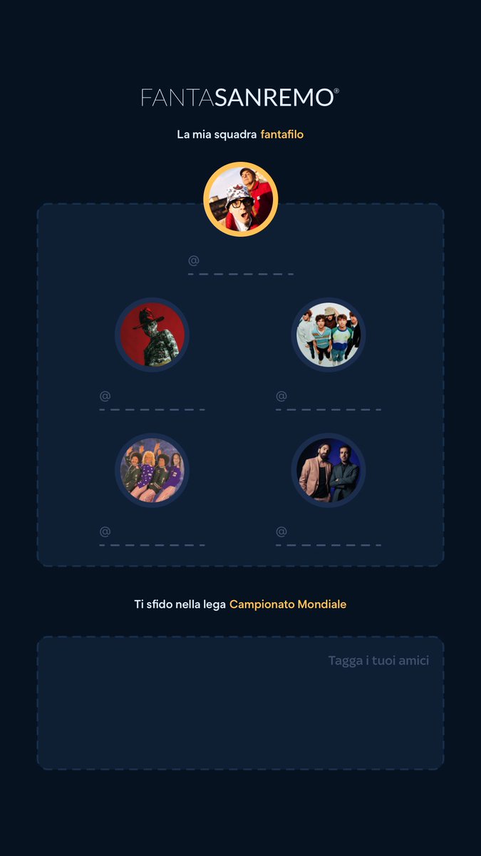 my personal Team <a href="/FantaSanremo/">FantaSanremo</a> 
FantaFilo 🎙️