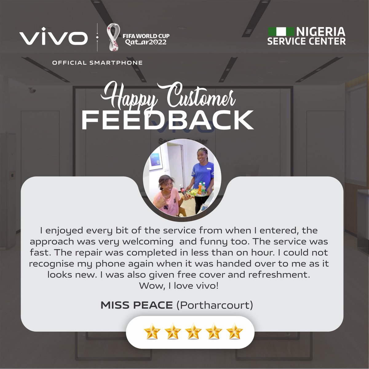 vivo__Nigeria's tweet photo. A good service is a good business. In the vivo service center, we love hearing feedback from our customers Below are "WHAT OUR CUSTOMERS ARE SAYING..."
#1hourservice
#vivonigeriaservicecenter
#vivoaftersales
#extendedservice https://t.co/fECOnL78Jp